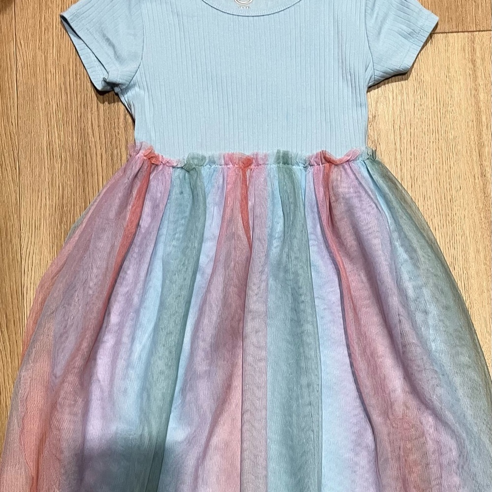 Wonder Nation Blue and Pastel Striped Dress